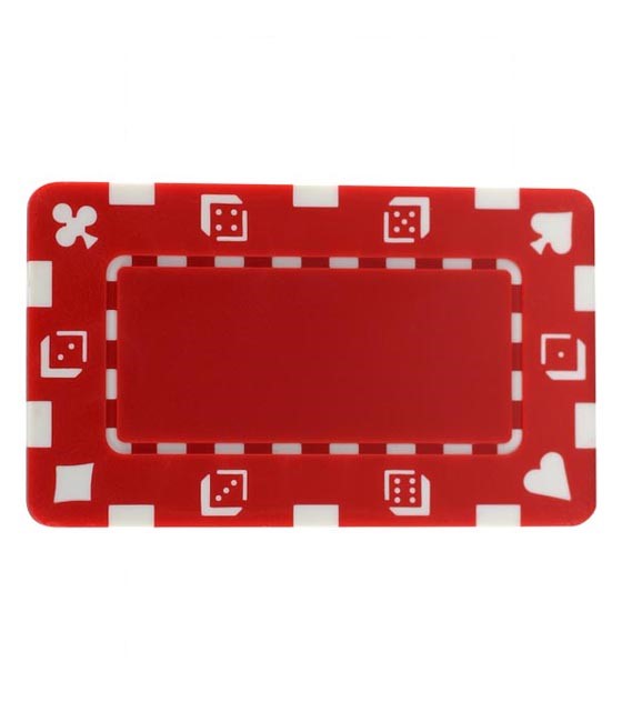 Rectangle Poker Chip with Card Symbols - Red